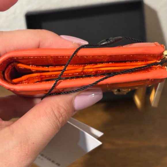 Kurt Geiger Orange Croc-Embossed Wallet - Picture 5 of 8